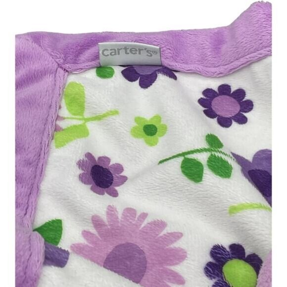 Carters Baby Lovey Security Blanket With Plush Bear Purple Floral Design - Picture 5 of 8